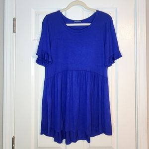EUC Blue babydoll top size large